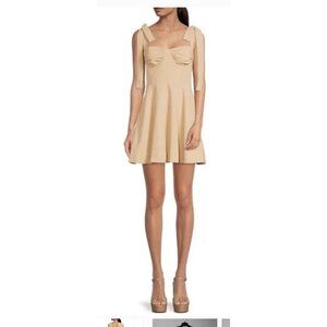 Gianni Bini Beige Tie-Strap Mini Dress Size 12 Womens Elegant Casual Look MSRP $